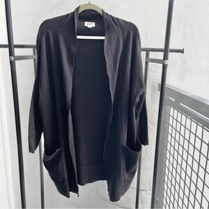 Pact Airplane Open Oversized Cardigan Wrap Black XS/S Organic Cotton Lounge